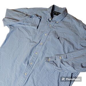 Ralph Lauren Men's XL Blake Blue‎ Plaid Long Sleeve Button Down Cotton Shirt